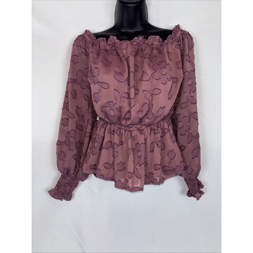 Jealous Tomato Womens Pink Floral Off Shoulder Boho Womens Blouse CroppedSize Sm